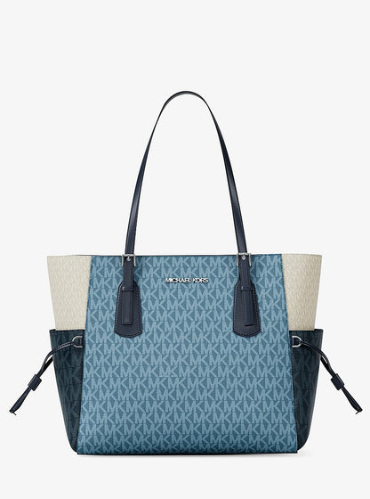 Voyager Large Color-Block Signature Logo Tote Bag Denim Multi Denim Multi