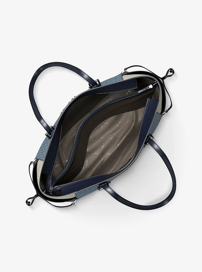 Voyager Large Color-Block Signature Logo Tote Bag Denim Multi Denim Multi