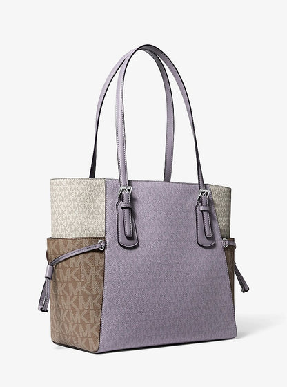 Voyager Large Color-Block Signature Logo Tote Bag Lilac Lilac