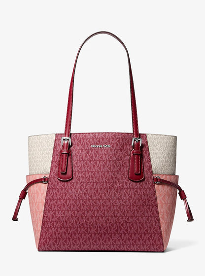 Voyager Large Color-Block Signature Logo Tote Bag Maroon Maroon