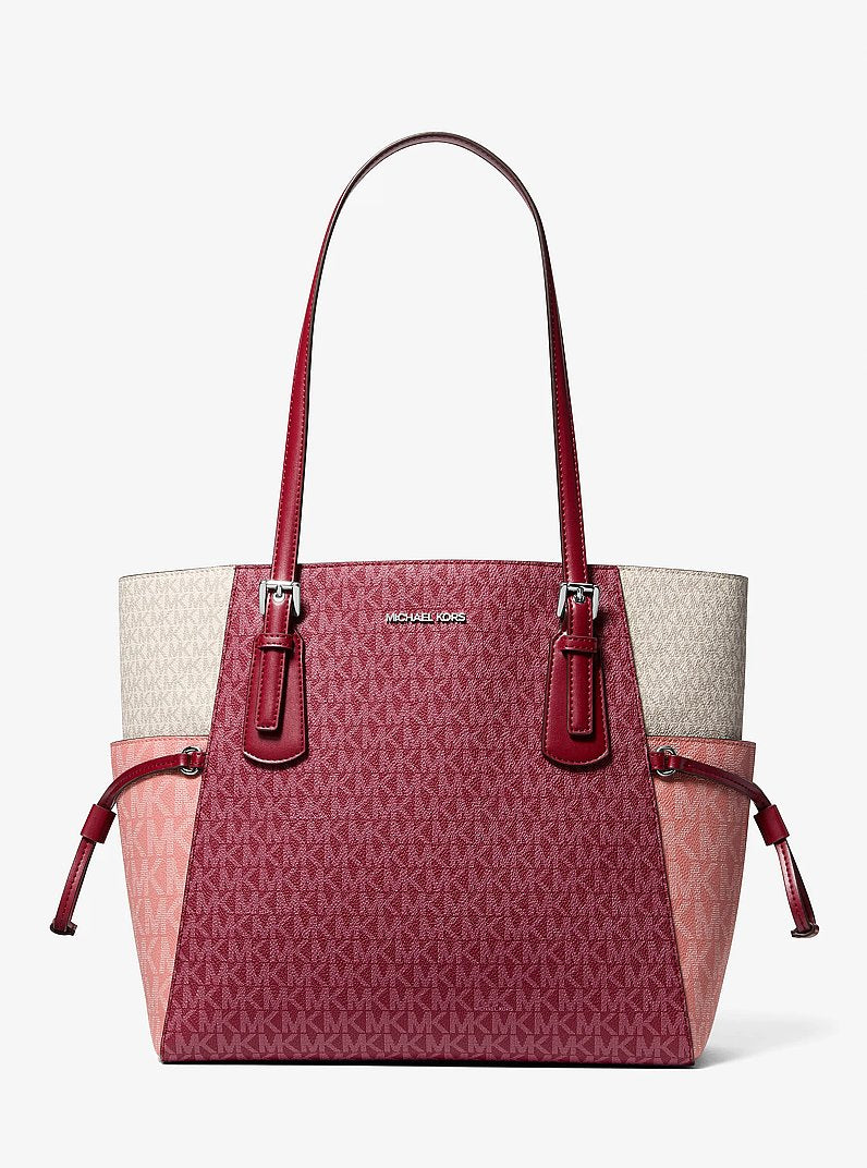 Voyager Large Color-Block Signature Logo Tote Bag Maroon Maroon