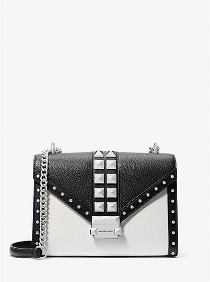 Micheal Kors Whitney Medium Studded Shoulder Bag Black Combo