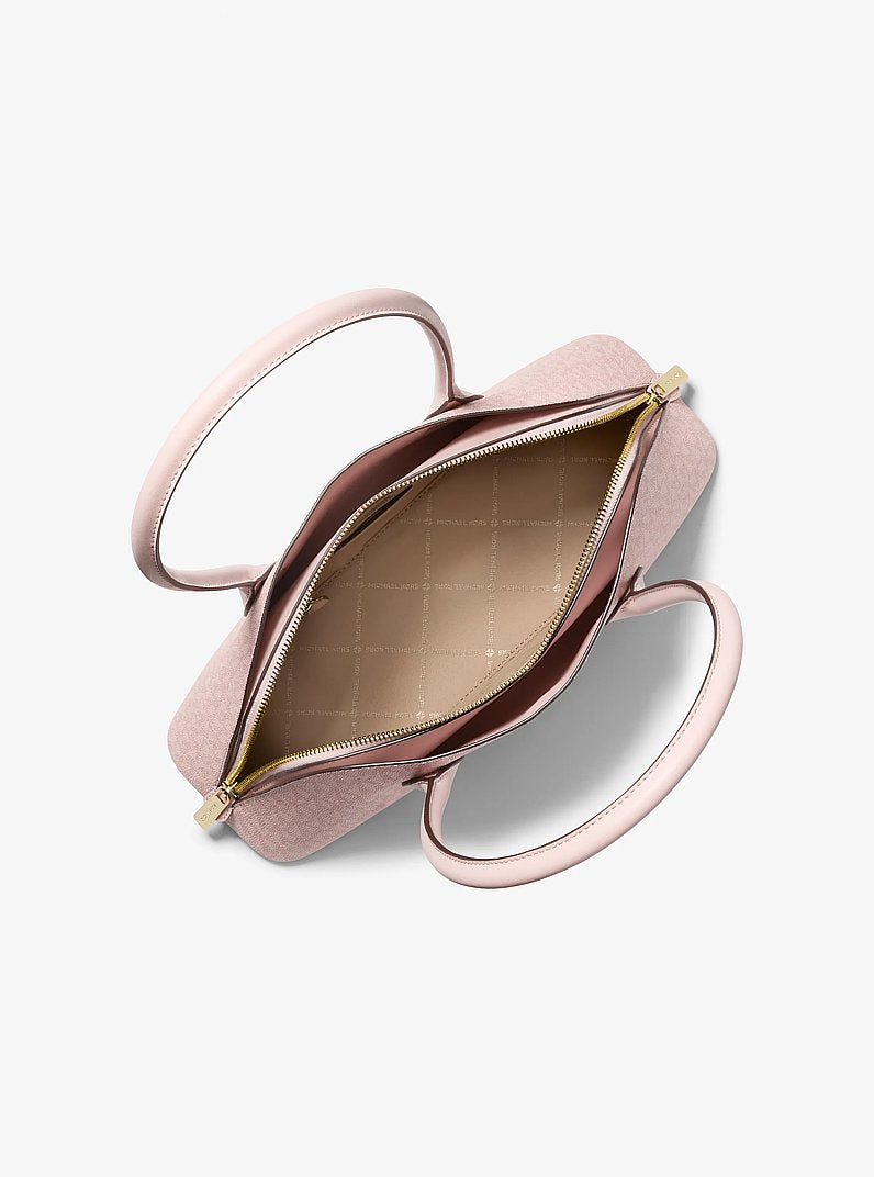 Petra Medium Signature Logo Shoulder Bag Powder Blush Powder Blush