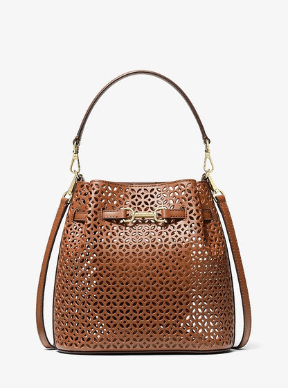 Carson Small Floral Laser Cut Bucket Crossbody Bag Luggage Luggage
