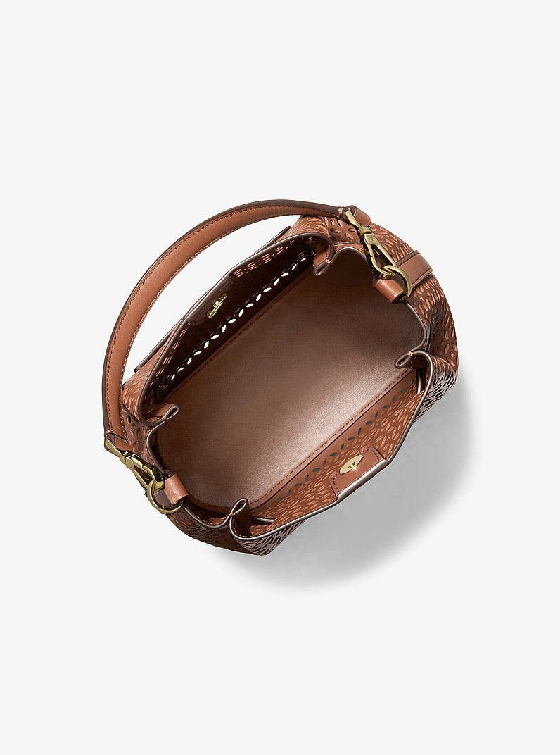 Carson Small Floral Laser Cut Bucket Crossbody Bag Luggage Luggage