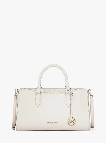 Arden Medium Leather Top-Zip Satchel Lt Cream Lt Cream