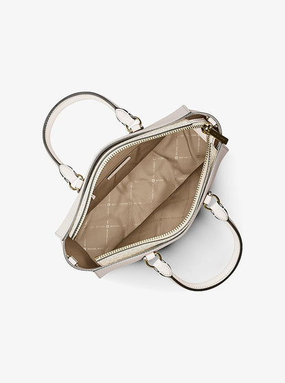 Arden Medium Leather Top-Zip Satchel Lt Cream Lt Cream