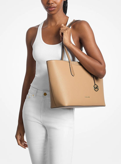 Arden Large Pebbled Leather Tote Bag Camel Camel