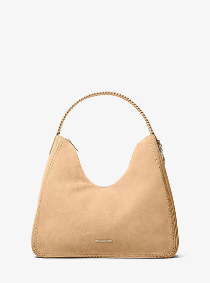Nayla Medium Suede Hobo Shoulder Bag Camel Camel