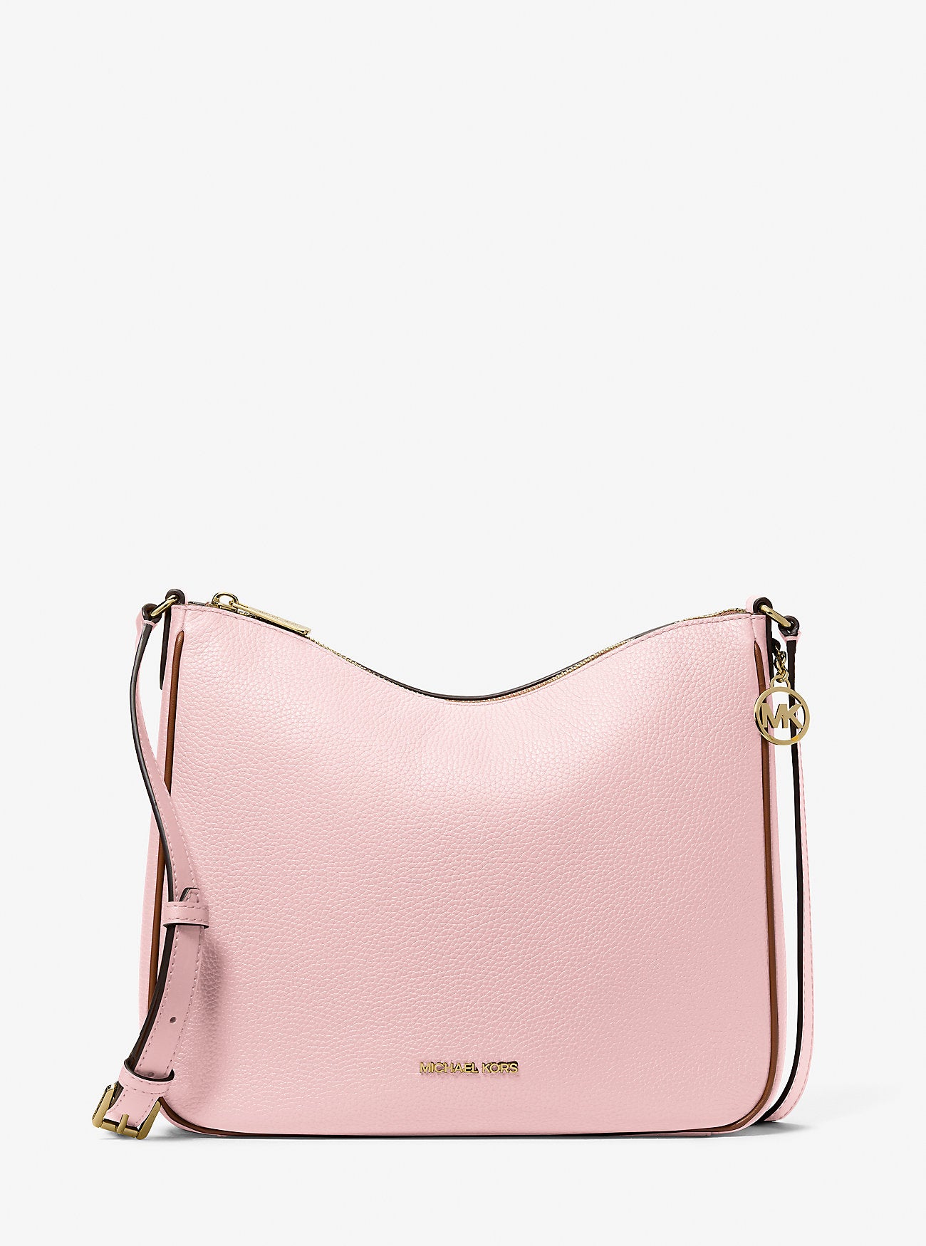 Nayla Medium Pebbled Leather Messenger Bag Powder Blush Powder Blush