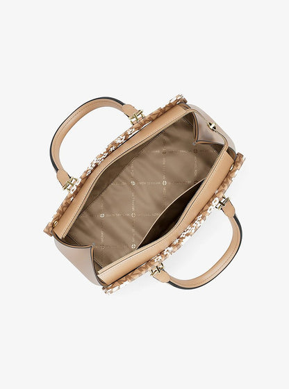 Marilyn Medium Printed Signature Logo Satchel Camel Camel
