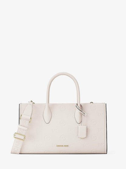 Mirella Medium Logo Debossed Satchel Lt Cream Lt Cream