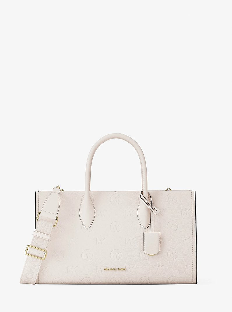 Mirella Medium Logo Debossed Satchel Lt Cream Lt Cream