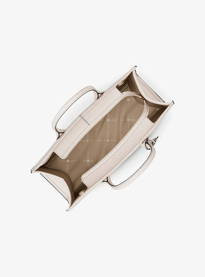 Mirella Medium Logo Debossed Satchel Lt Cream Lt Cream