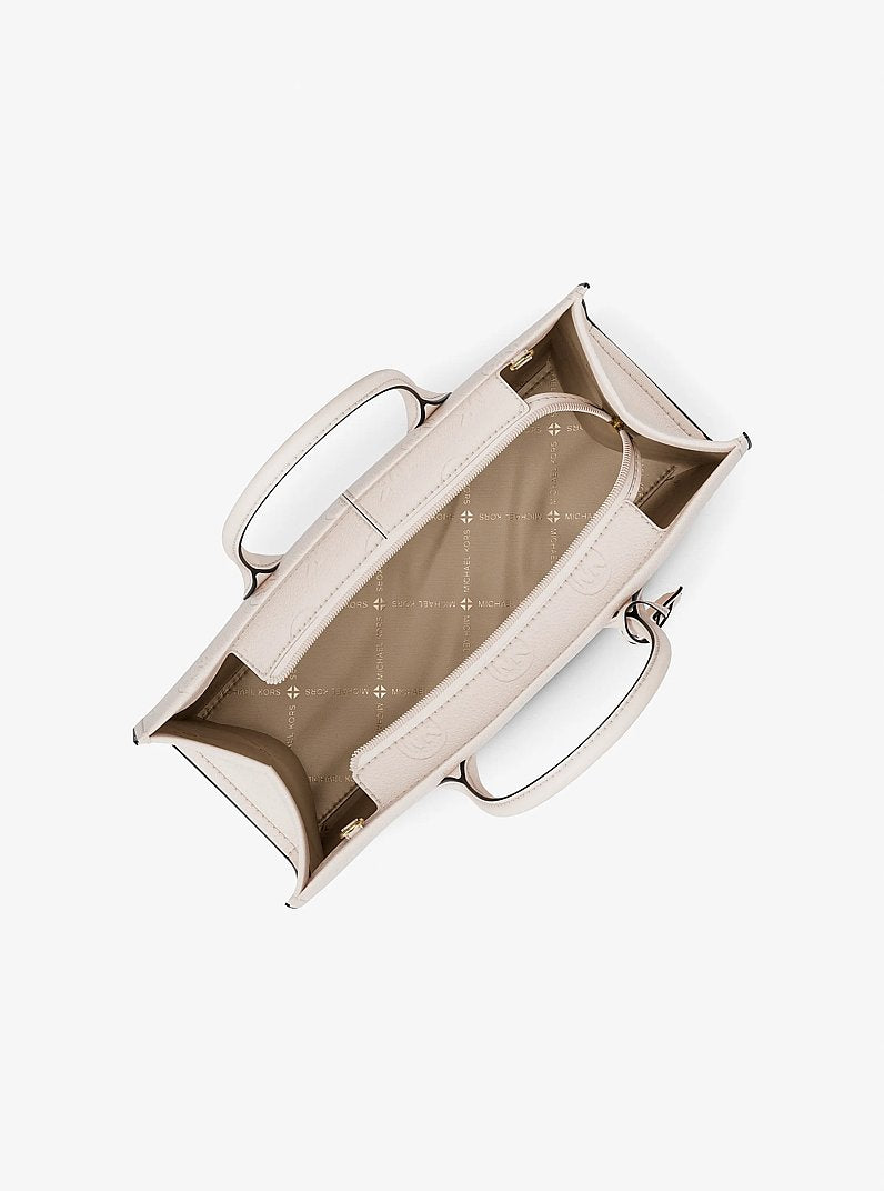 Mirella Medium Logo Debossed Satchel Lt Cream Lt Cream