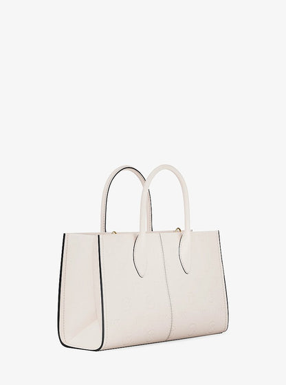 Mirella Medium Logo Debossed Satchel Lt Cream Lt Cream