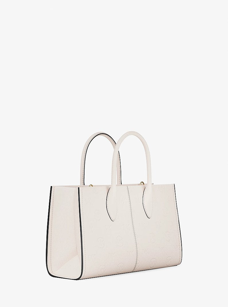 Mirella Medium Logo Debossed Satchel Lt Cream Lt Cream