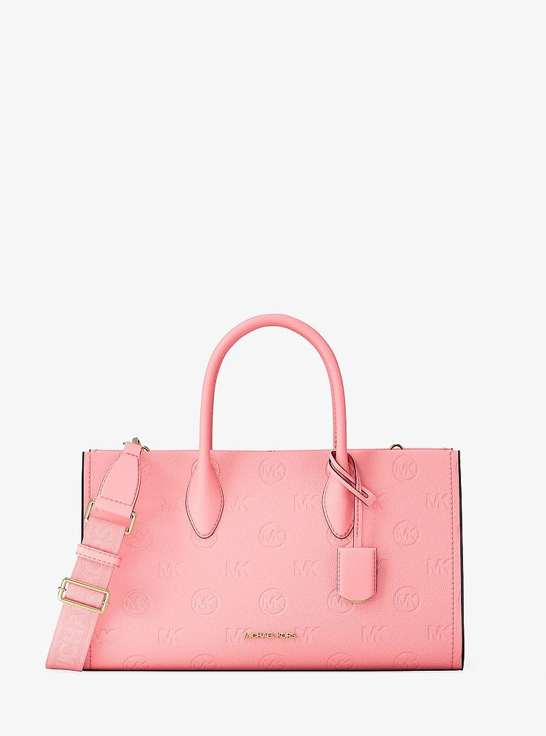 Mirella Medium Logo Debossed Satchel Carnation Carnation