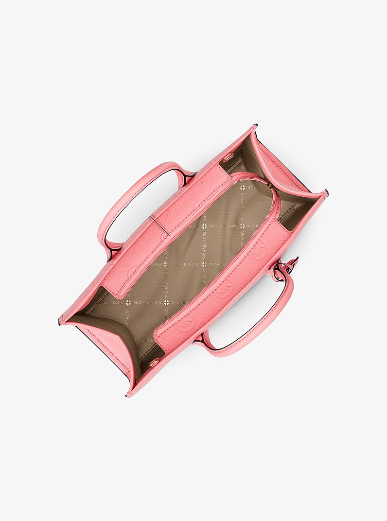 Mirella Medium Logo Debossed Satchel Carnation Carnation
