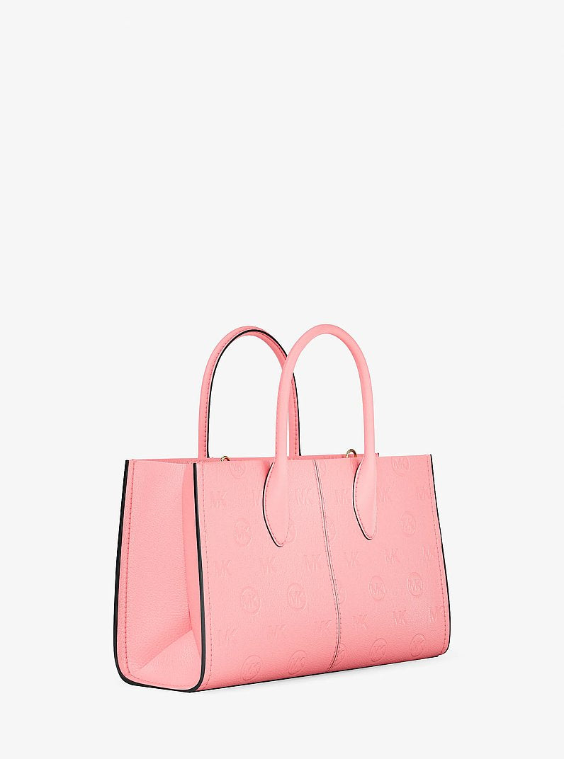 Mirella Medium Logo Debossed Satchel Carnation Carnation