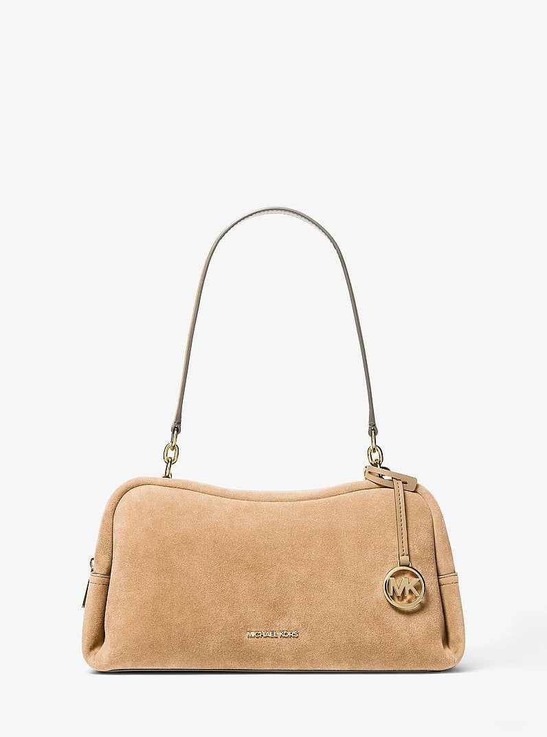 Cecily Medium Suede Shoulder Bag Camel Camel