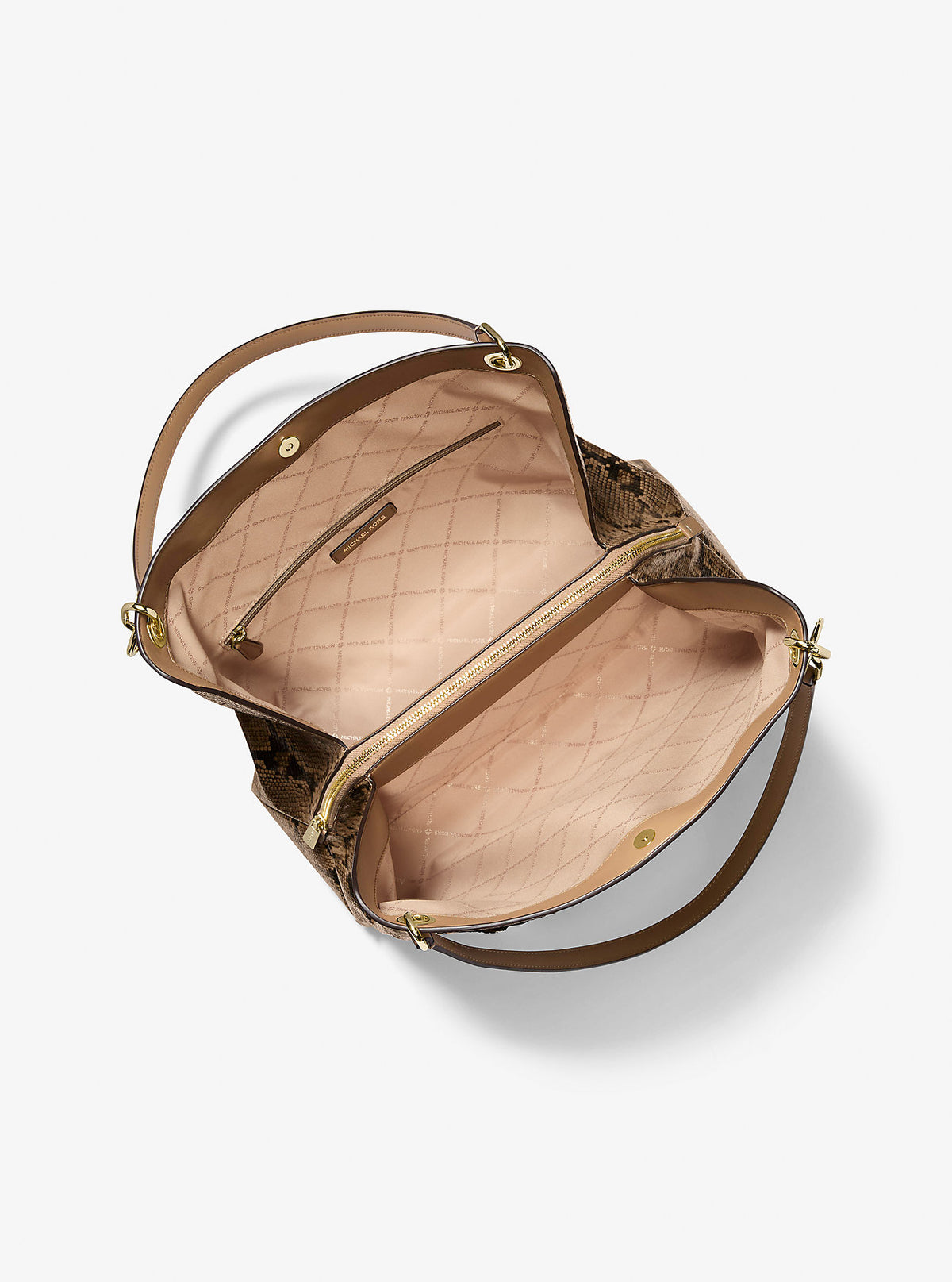 Christina Large Snake Embossed Shoulder Bag Camel Camel