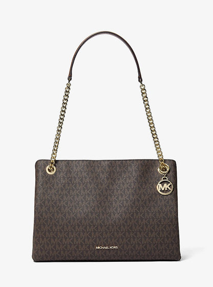 Christina Medium Signature Logo Messenger Bag Brown Brown