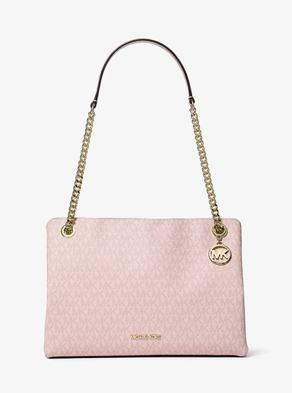 Christina Medium Signature Logo Messenger Bag Powder Blush Powder Blush