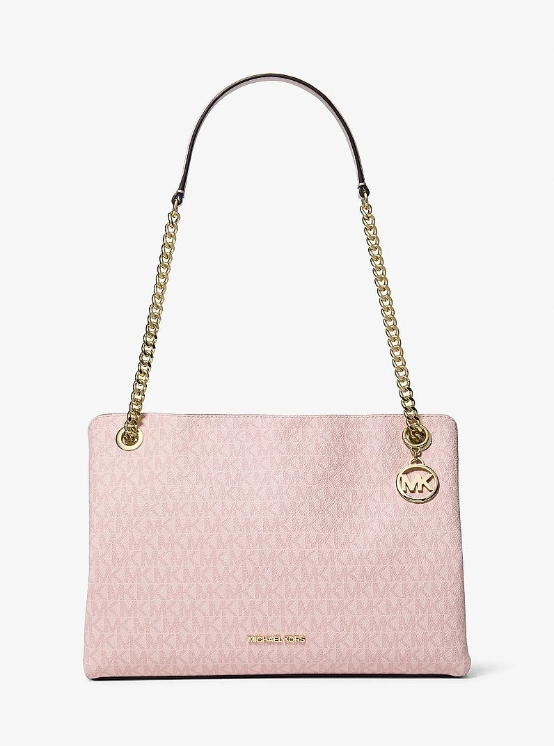 Christina Medium Signature Logo Messenger Bag Powder Blush Powder Blush
