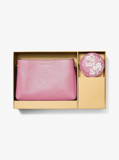 Trisha Pebbled Leather Crossbody Bag With Pouch Carnation Carnation