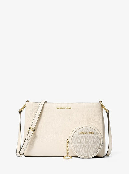 Trisha Pebbled Leather Crossbody Bag With Pouch Gift Set Lt Cream Lt Cream