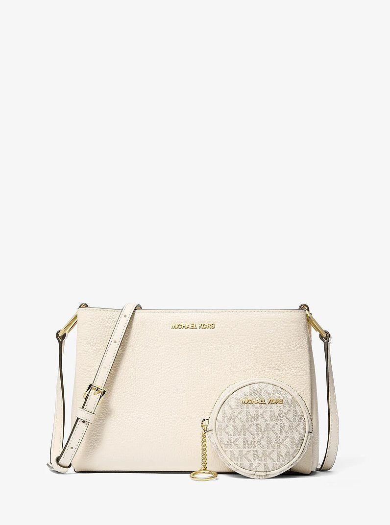 Trisha Pebbled Leather Crossbody Bag With Pouch Gift Set Lt Cream Lt Cream
