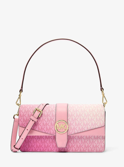 Greenwich Medium Ombre Signature Logo Convertible Shoulder Bag Carnation Carnation