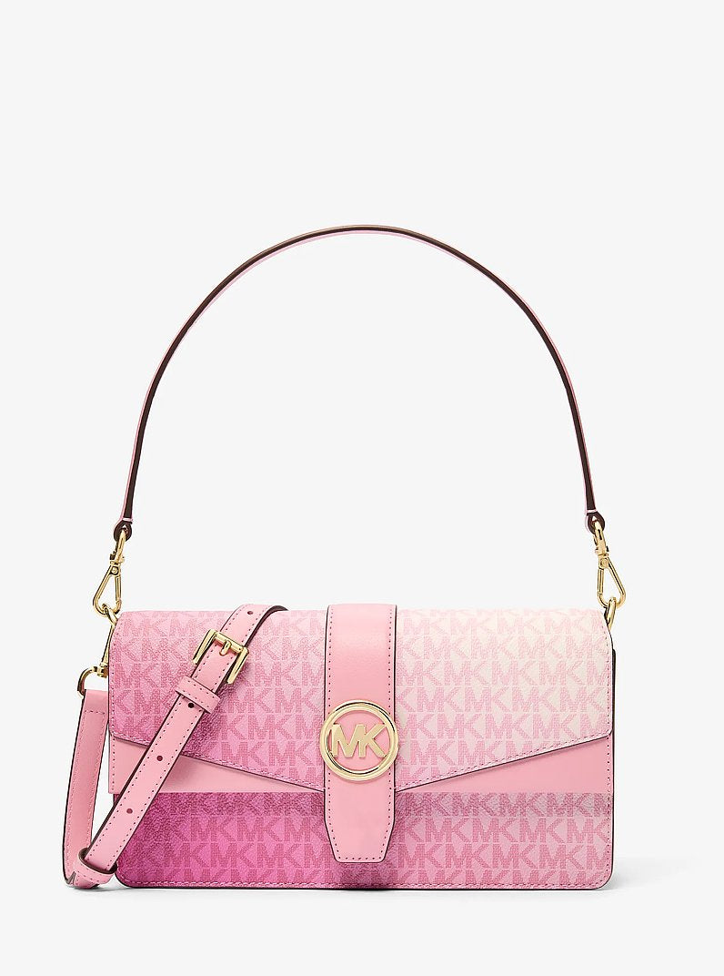 Greenwich Medium Ombre Signature Logo Convertible Shoulder Bag Carnation Carnation