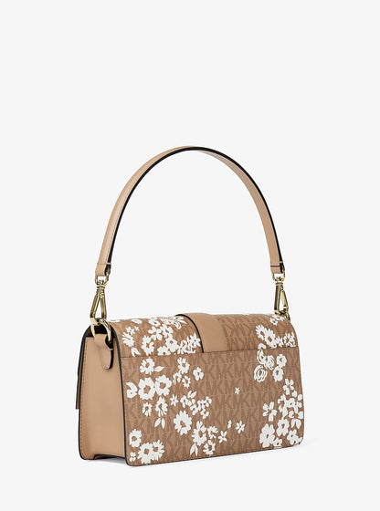 Greenwich Medium Printed Signature Logo Convertible Shoulder Bag Camel Camel