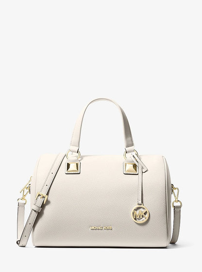 Grayson Medium Pebbled Leather Duffel Bag Lt Cream Lt Cream