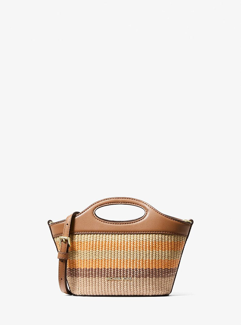 Tatum Small Striped Woven Crossbody Bag Rad Ornge Ml Rad Ornge Ml