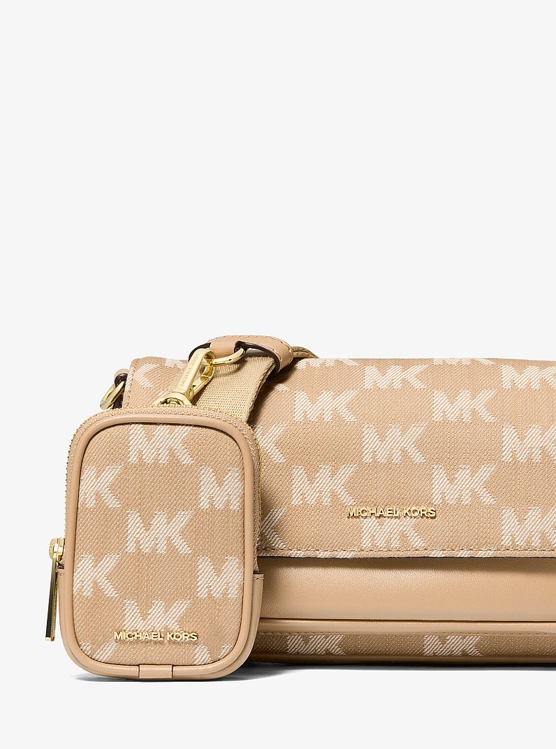 Jet Set Travel Small Logo Jacquard Denim Crossbody Bag With Pouch Camel Camel