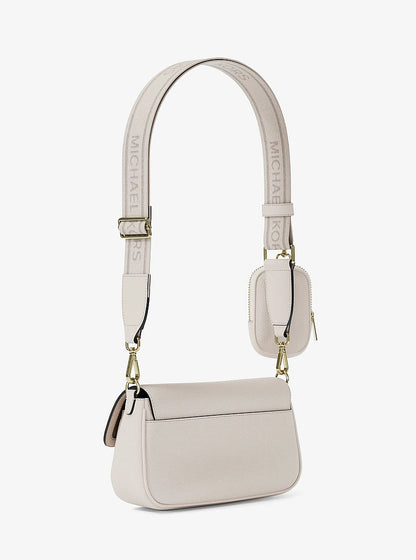 Jet Set Travel Small Pebbled Leather Crossbody Bag With Pouch Lt Cream Lt Cream