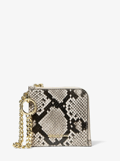 Jet Set Travel Medium Snake Embossed Chain Wallet Lt Cream Lt Cream