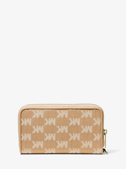 Jet Set Travel Large Logo Jacquard Denim Smartphone Wallet Camel Camel