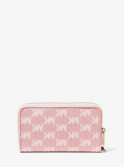 Jet Set Travel Large Logo Jacquard Denim Smartphone Wallet Powder Blush Powder Blush