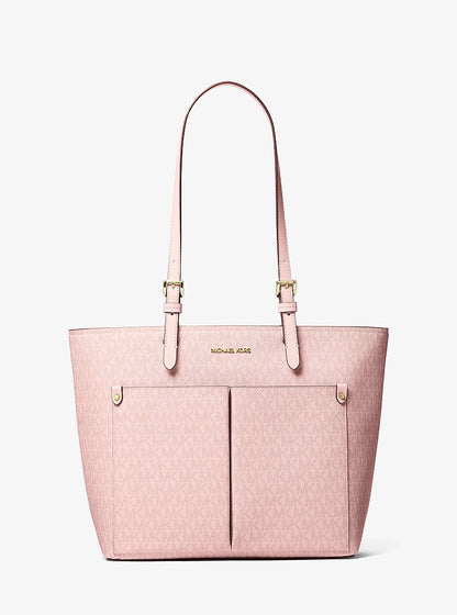 Jet Set Medium Signature Logo Pocket Tote Bag Powder Blush Powder Blush