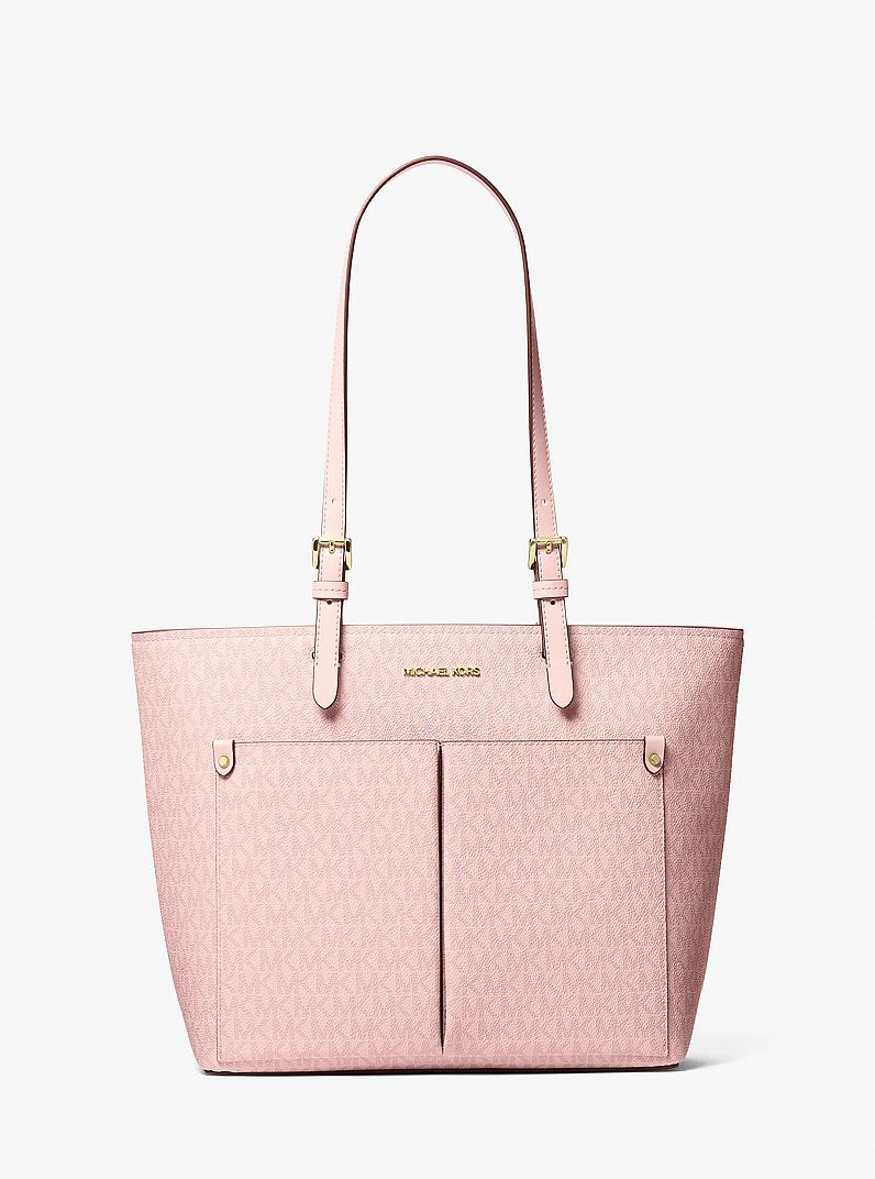 Jet Set Medium Signature Logo Pocket Tote Bag Powder Blush Powder Blush