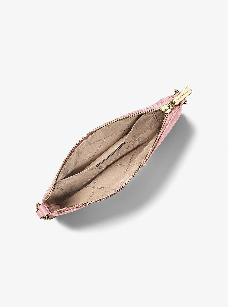 Jet Set Travel Small Logo Jacquard Denim Wristlet Powder Blush Powder Blush