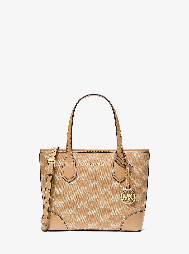 Eva Extra-Small Logo Jacquard Convertible Tote Bag Camel Camel