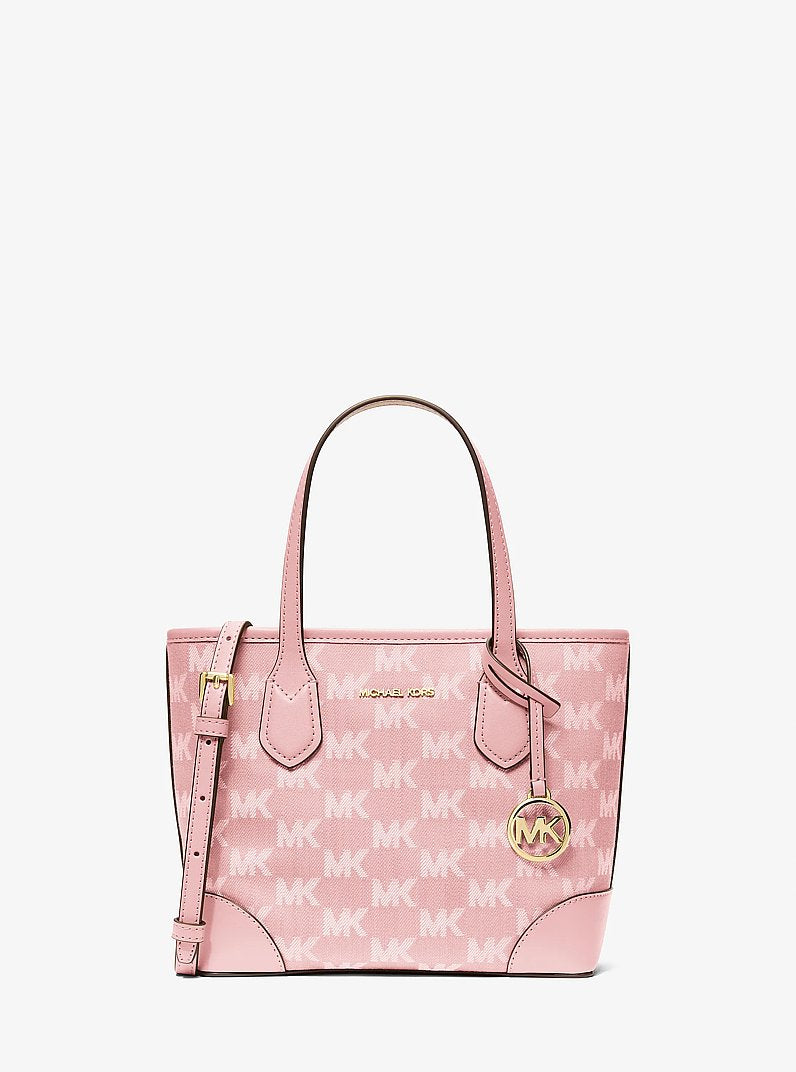 Eva Extra-Small Logo Jacquard Convertible Tote Bag Powder Blush Powder Blush