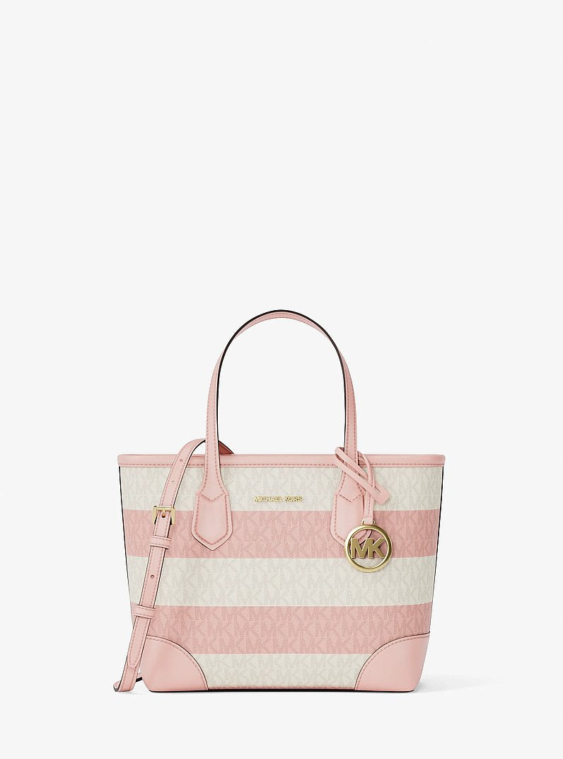 Eva Extra-Small Striped Signature Logo Convertible Tote Bag Powder Blush Powder Blush