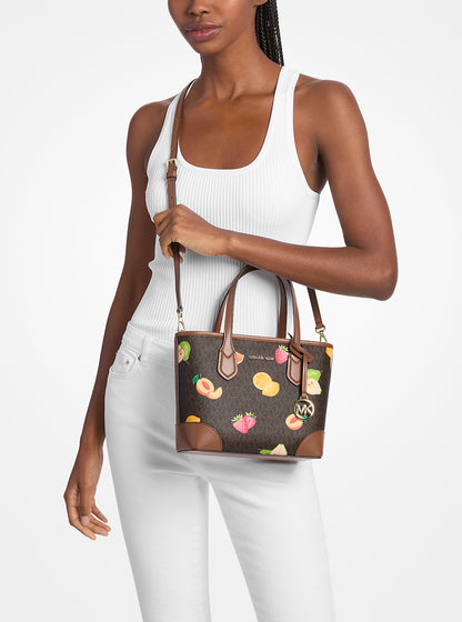 Eva Extra-Small Printed Signature Logo Convertible Tote Bag Brown Brown