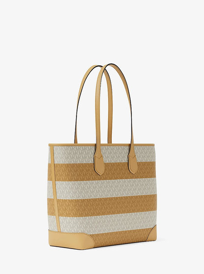 Eva Large Striped Signature Logo Tote Bag Honeywheat Honeywheat